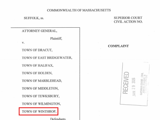 The Massachusetts AG sues the town of Winthrop for being out of compliance with 3A.